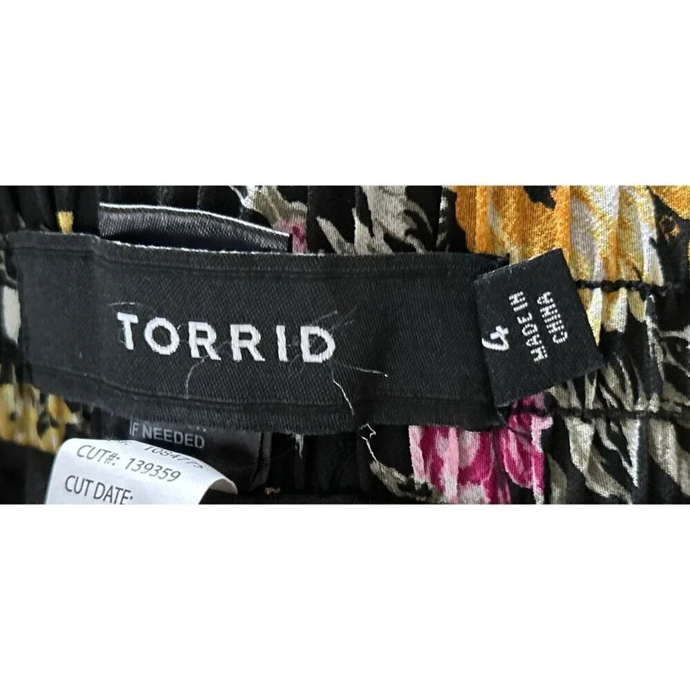 TORRID Floral Pull-up Pants Black Half-Lined Size 4X